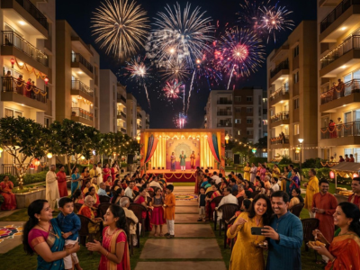 Fireworks for local community festival celebrations