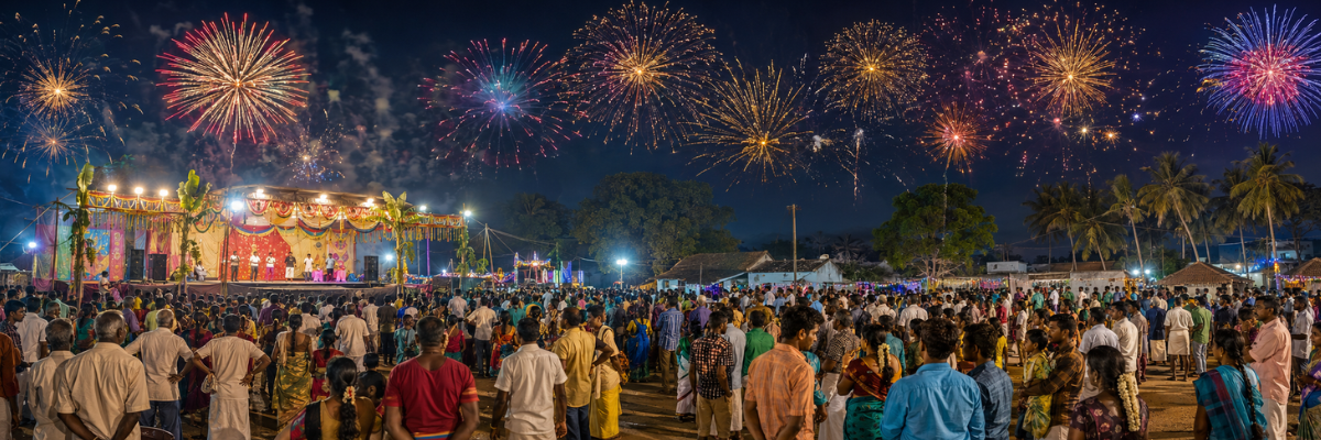 Colourful fireworks for community festival celebrations